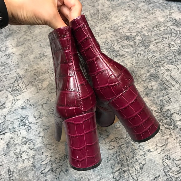 Burgundy Crocodile Bootie - Picture 6 of 10